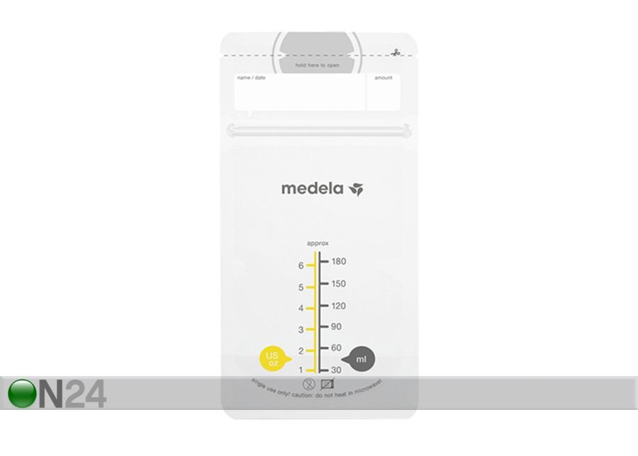 Rinnapiima säilituskott 180 ml Medela suurendatud