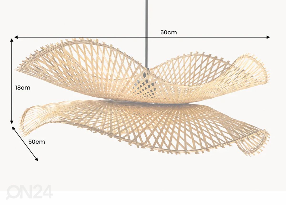 Rippvalgusti Organic Living Ø 50 cm suurendatud mõõdud