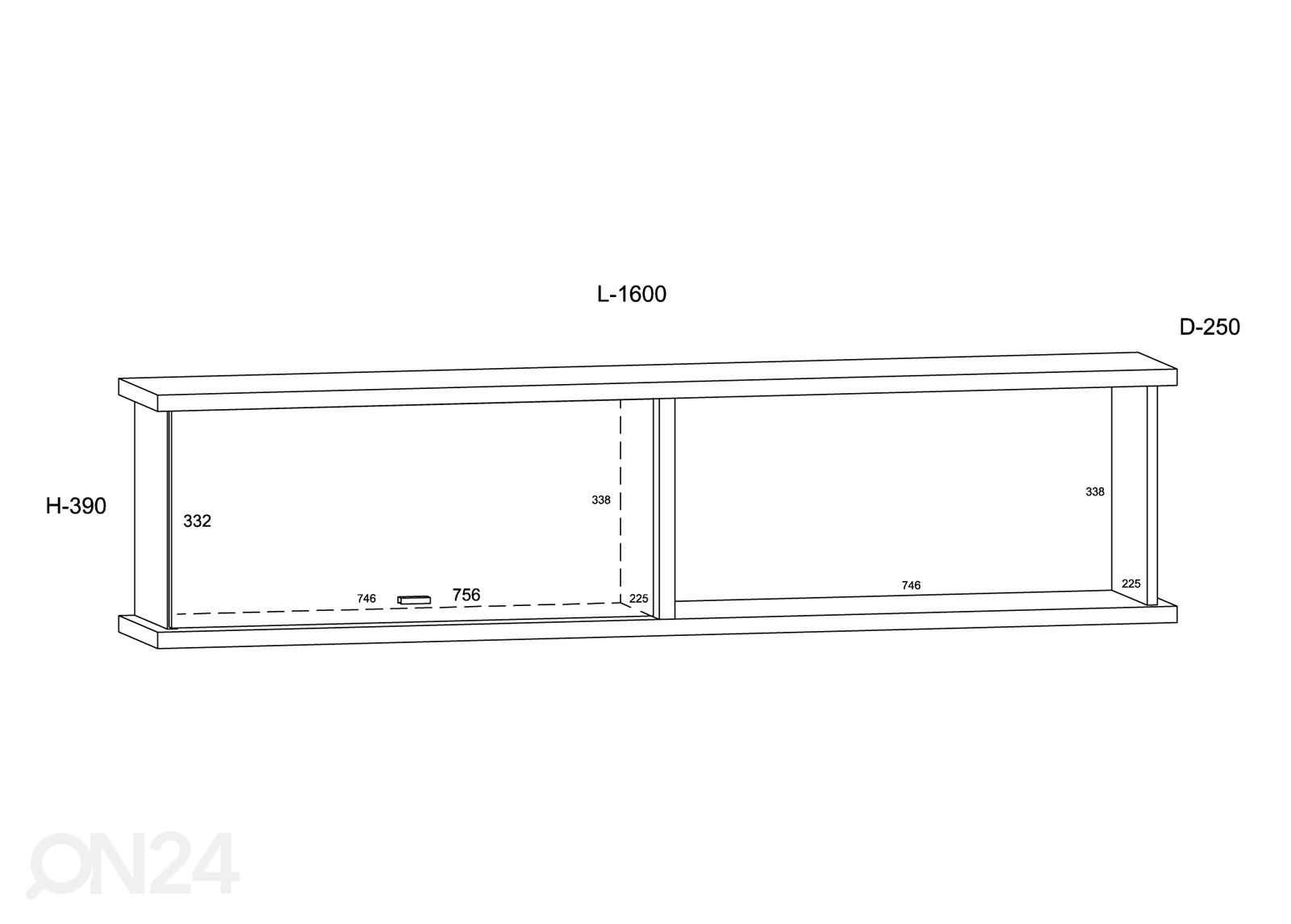 Seinakapp Fermoy 160 cm suurendatud mõõdud