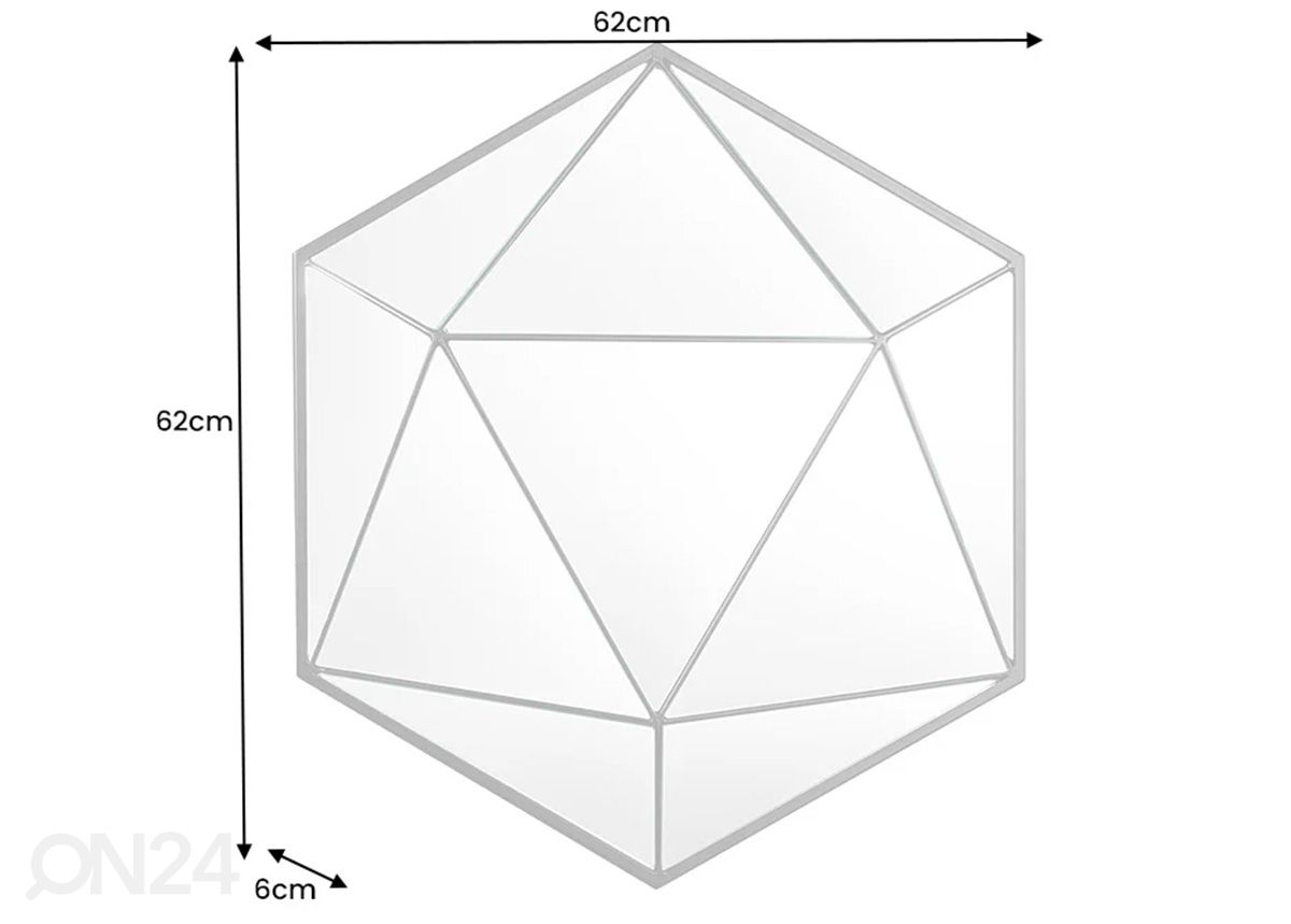 Seinapeegel Diamond Ø 62 cm suurendatud mõõdud