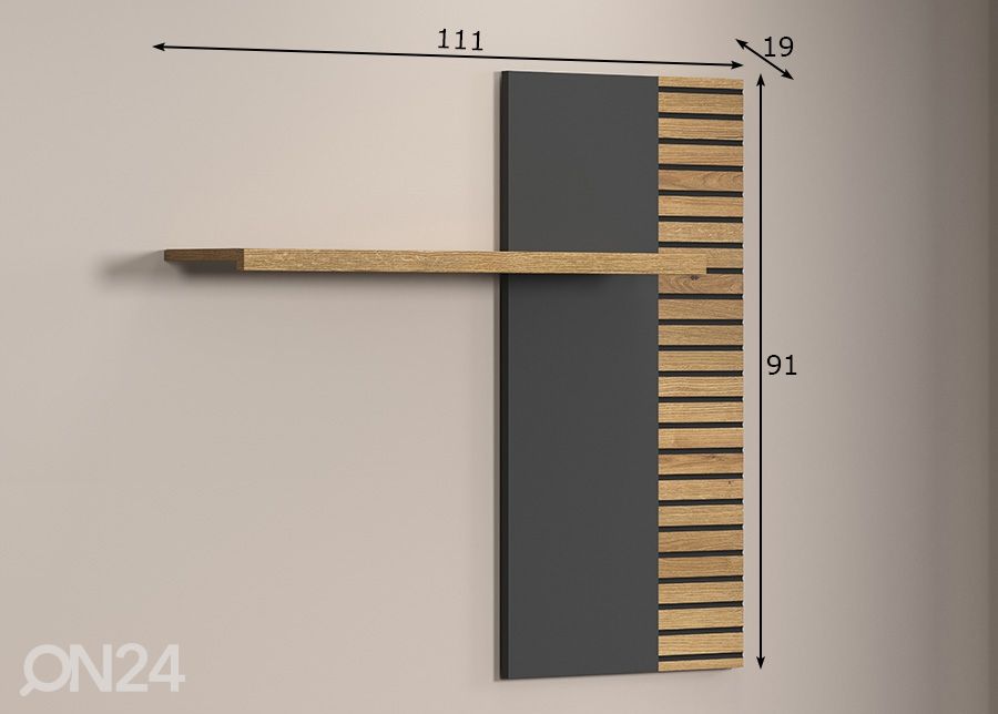 Seinariiul Norris 111 cm suurendatud mõõdud