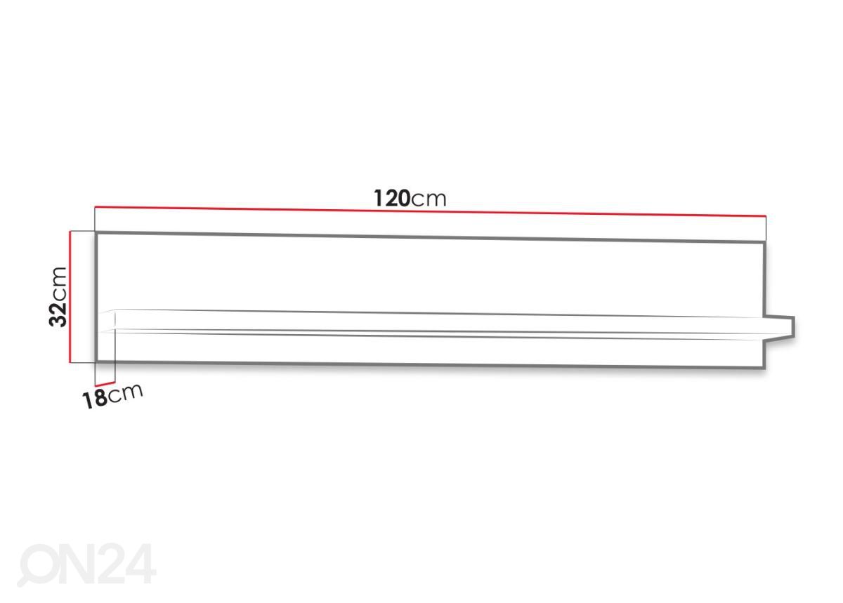 Seinariiul Vegas 120 cm suurendatud mõõdud