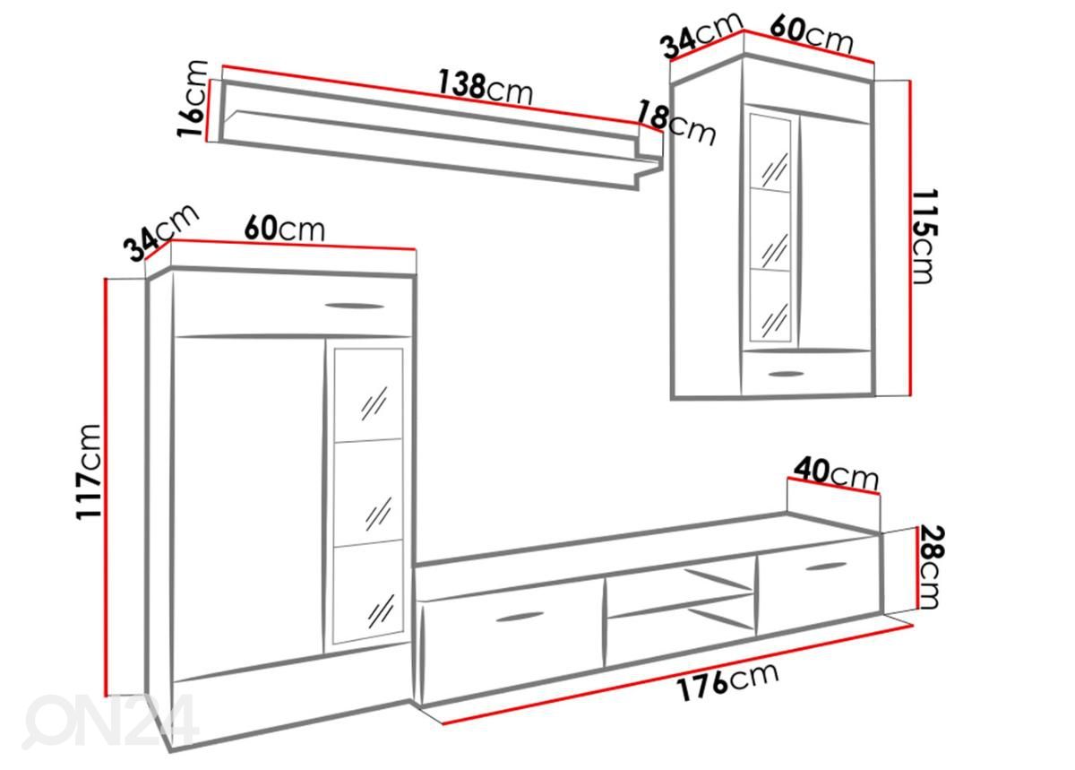 Sektsioon 236 cm + LED suurendatud mõõdud