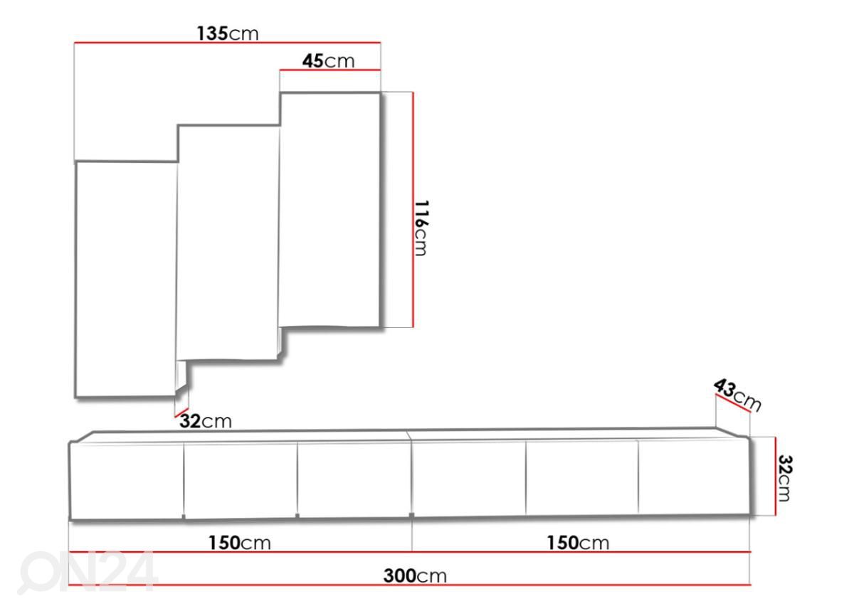 Sektsioon 300 cm suurendatud mõõdud