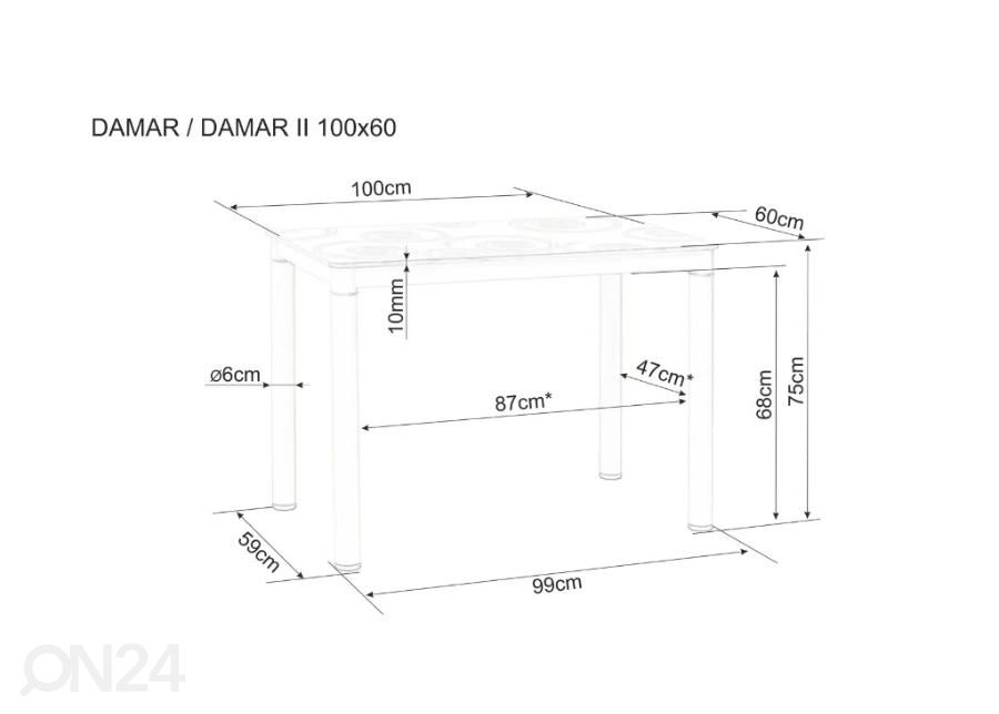 Söögilaud 100x60 cm suurendatud mõõdud