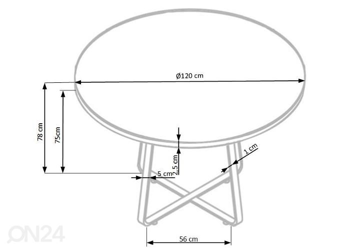 Söögilaud 120 cm suurendatud mõõdud