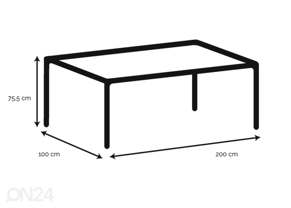 Söögilaud Beira 100x200 cm suurendatud mõõdud