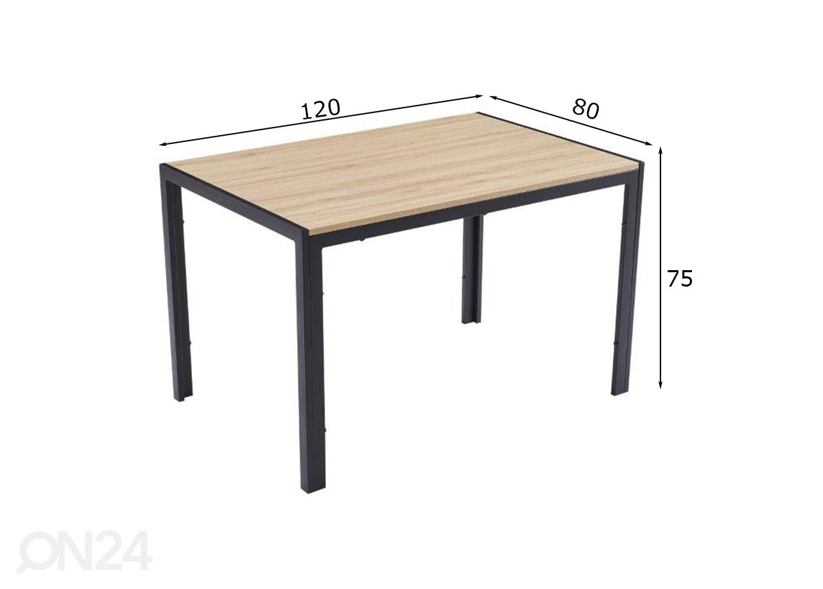 Söögilaud Claudia 120x80 cm suurendatud mõõdud