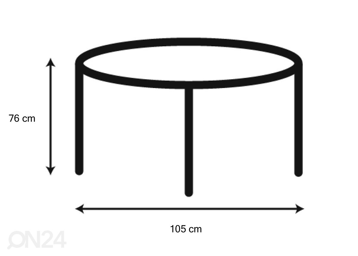 Söögilaud Concord Ø105 cm suurendatud mõõdud