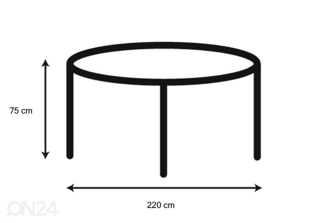 Söögilaud Neva Ø120/220x75 cm suurendatud mõõdud