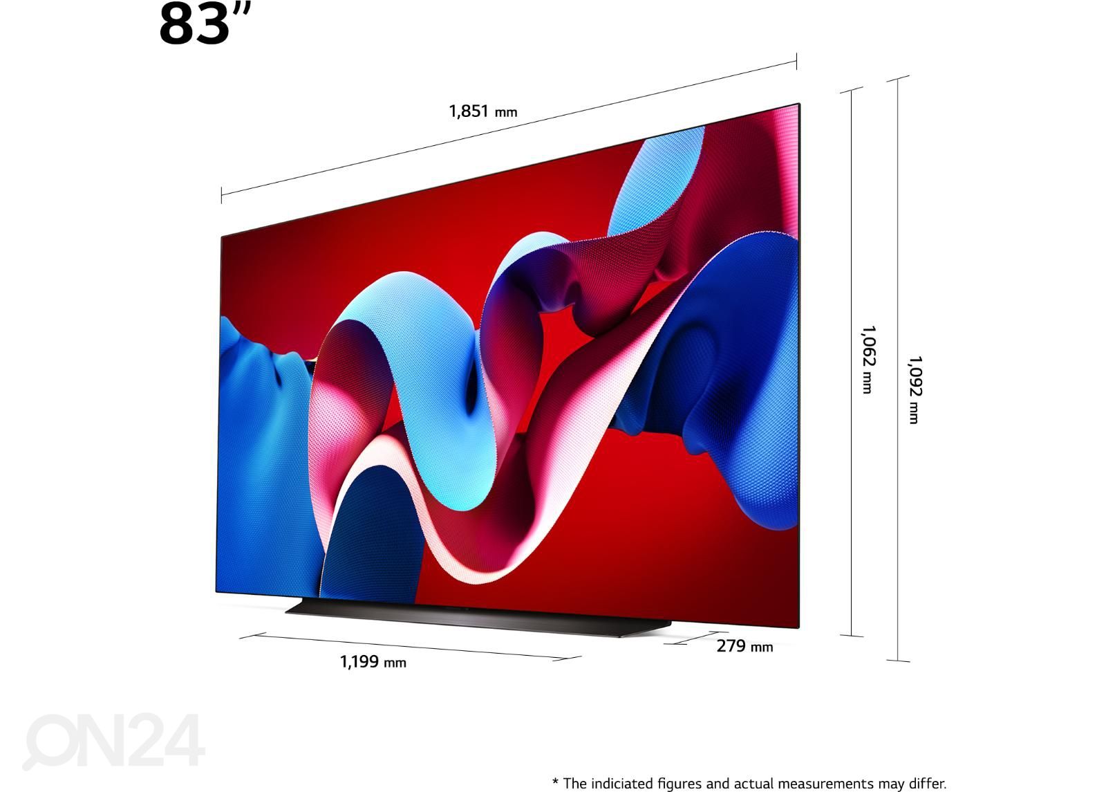 Teler LG OLED evo AI C4 4K nuti TV OLED83C41LA 83-tolli suurendatud mõõdud