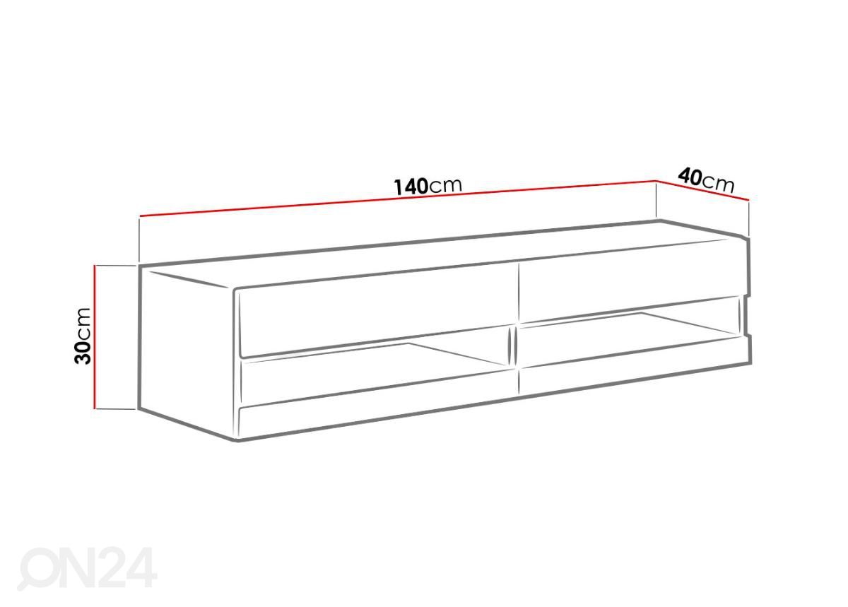 TV-alus 140 cm suurendatud mõõdud