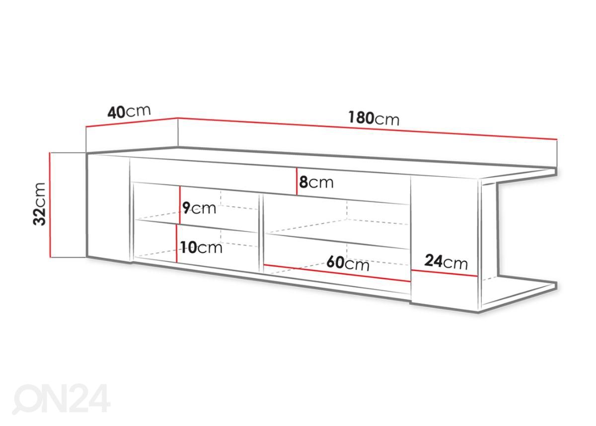 TV-alus 180 cm suurendatud mõõdud