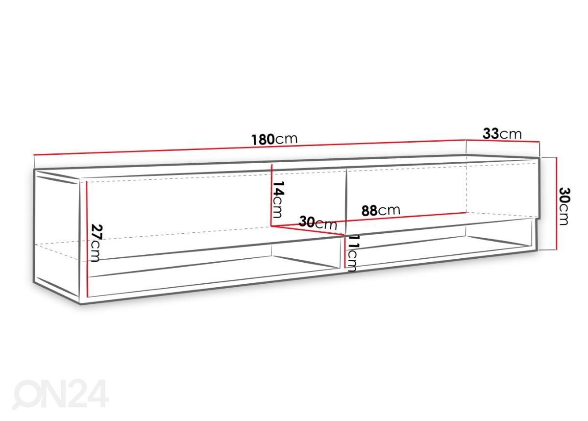 TV-alus Debora 180 cm suurendatud mõõdud