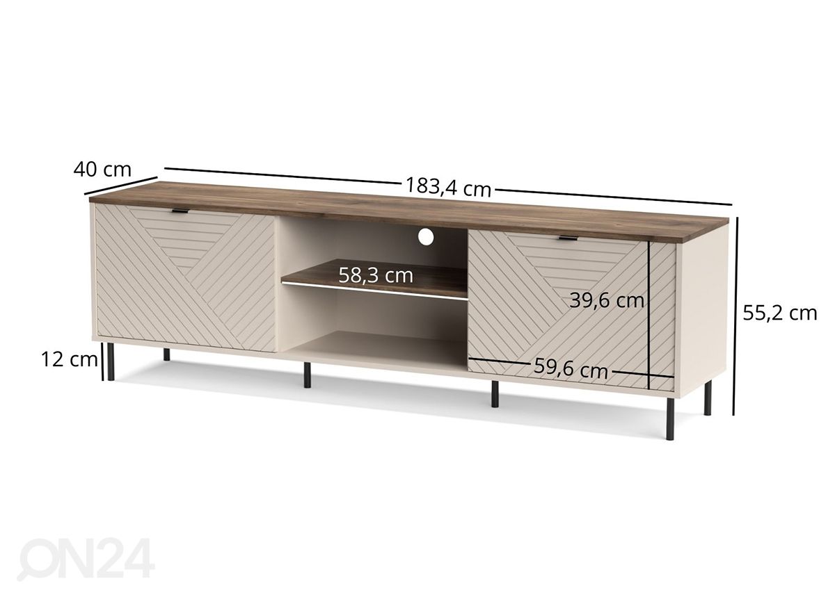 TV-alus Evo 183,4 cm suurendatud mõõdud