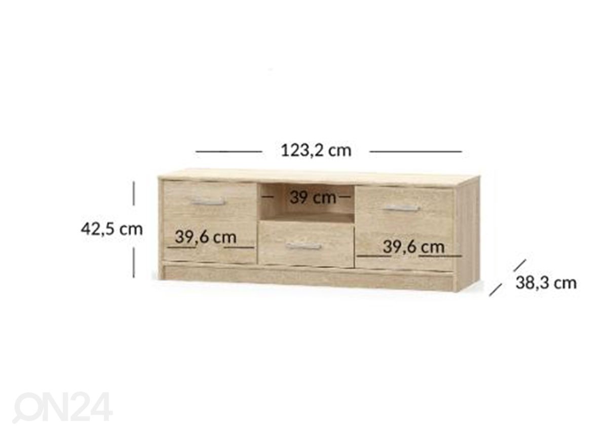 TV-alus Tips 123,2 cm suurendatud mõõdud