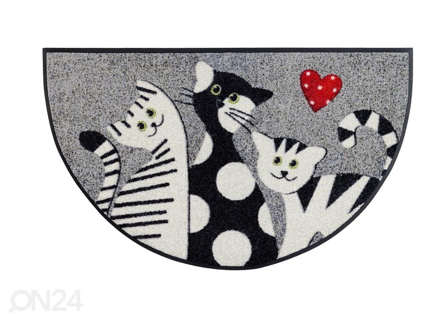 Uksematt Round Cat Trio 50x85 cm suurendatud