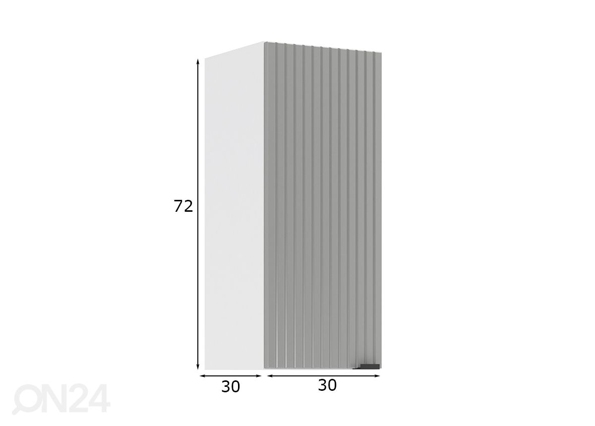 Ülemine köögikapp 30 cm, valge matt suurendatud mõõdud