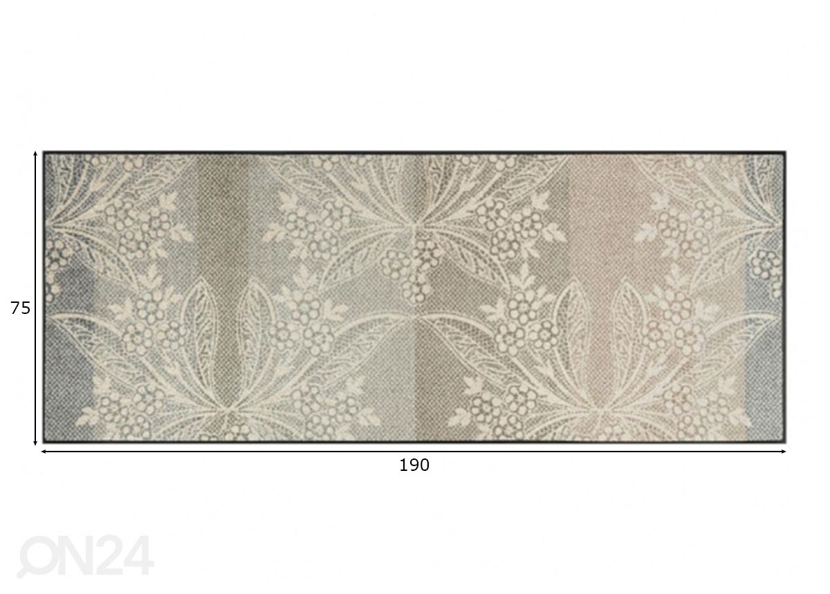 Vaip Floral Lace 75x190 cm suurendatud mõõdud