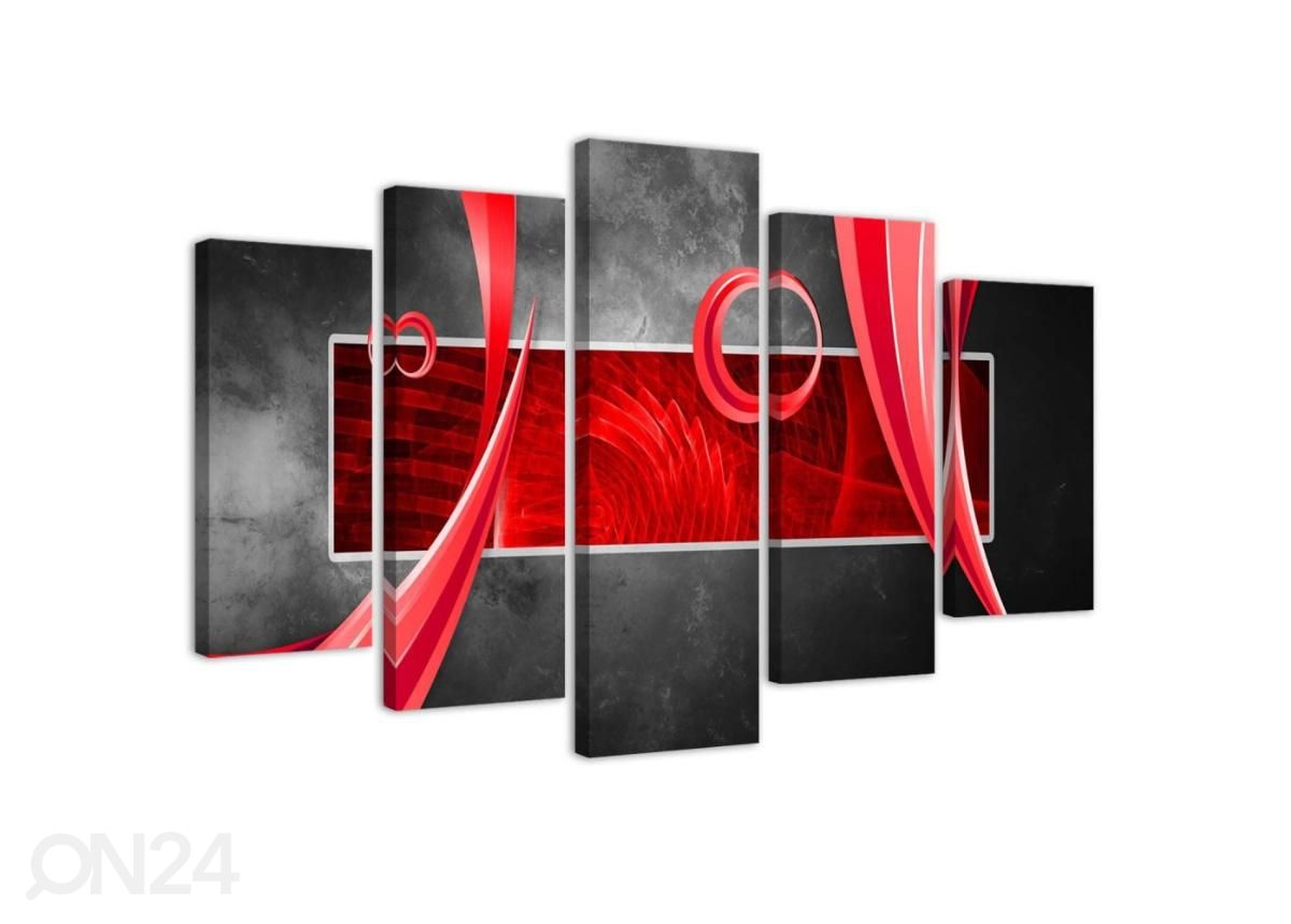 Viieosaline seinapilt Abstract Red Rectangle 150x100 cm suurendatud