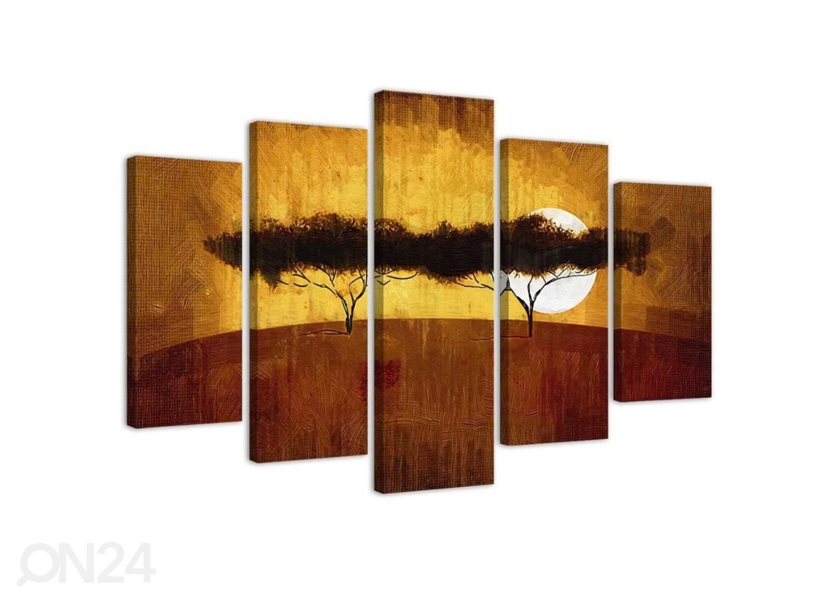 Viieosaline seinapilt African trees 150x100 cm suurendatud