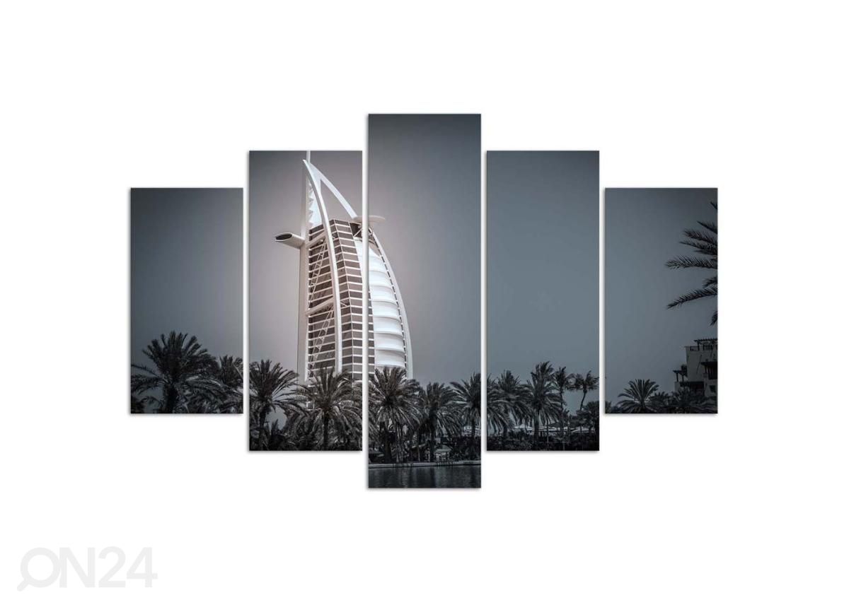 Viieosaline seinapilt Burj Al Arab Hotel in Dubai 150x100 cm suurendatud