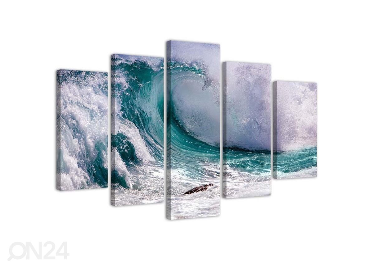Viieosaline seinapilt Foaming Wave 200x100 cm suurendatud