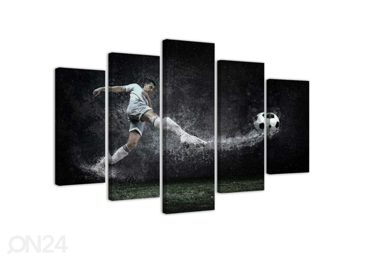 Viieosaline seinapilt Football Player on Wet Turf 150x100 cm suurendatud