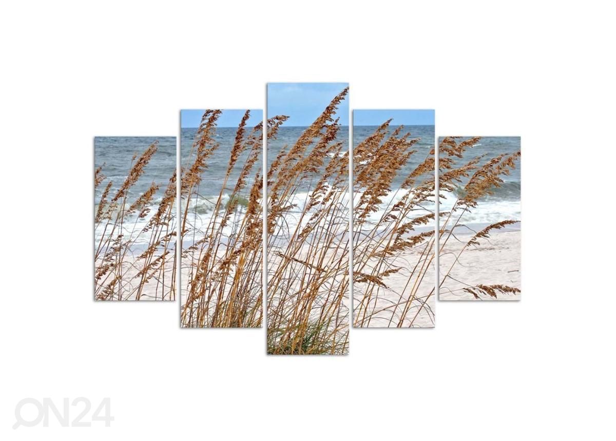 Viieosaline seinapilt Reeds by the Sea 200x100 cm suurendatud