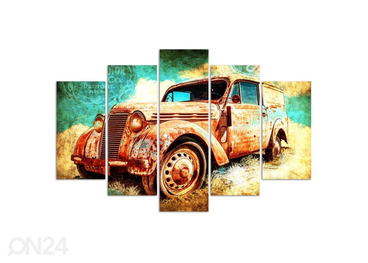 Viieosaline seinapilt Rusty car 200x100 cm suurendatud