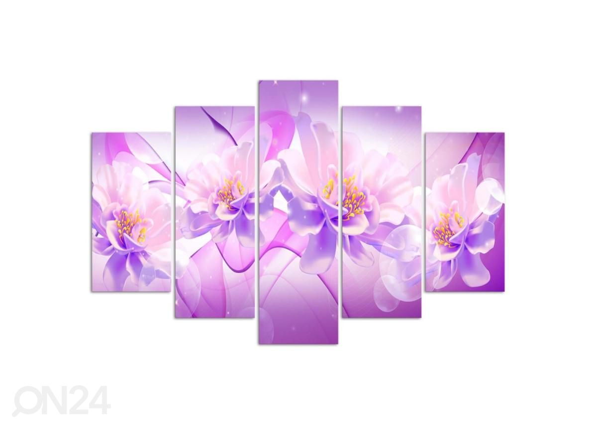 Viieosaline seinapilt Violet Flower Composition 150x100 cm suurendatud