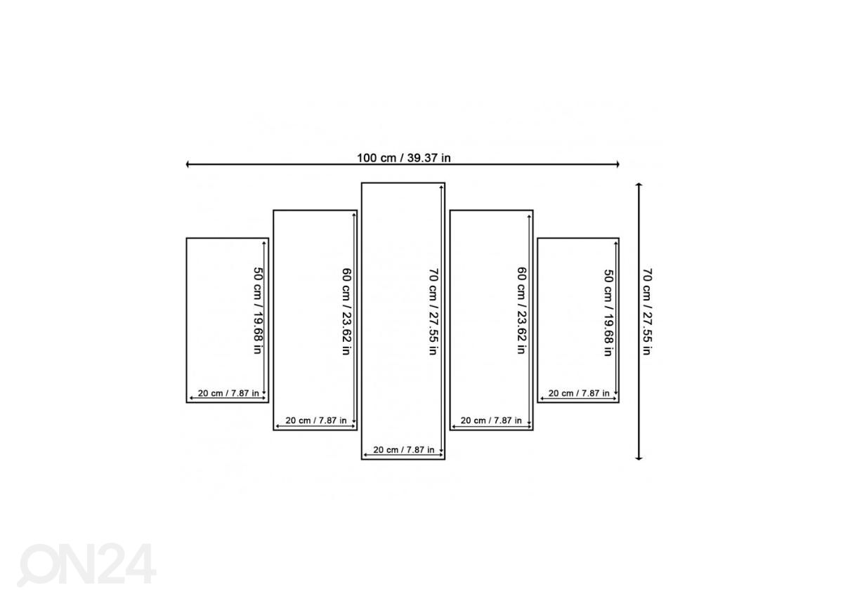 Viieosaline seinapilt Violin 100x70 cm suurendatud mõõdud