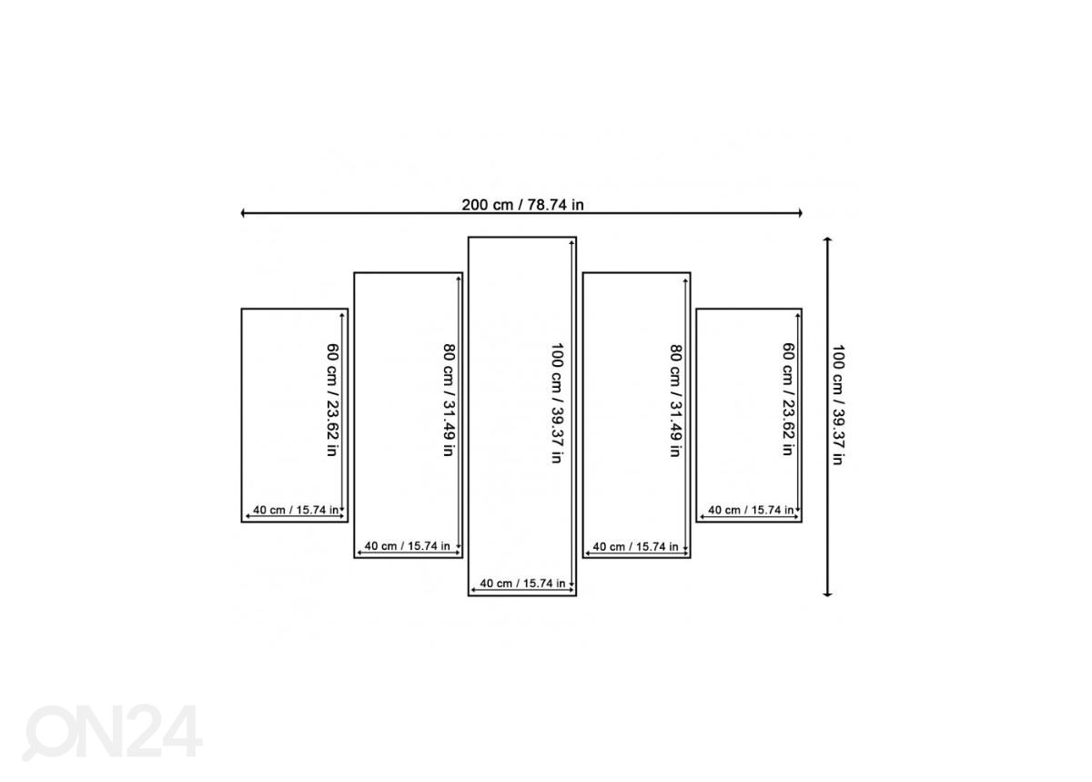 Viieosaline seinapilt Violin 200x100 cm suurendatud mõõdud
