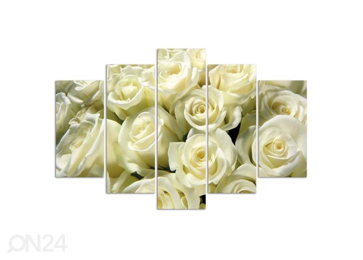 Viieosaline seinapilt White Roses 100x70 cm suurendatud