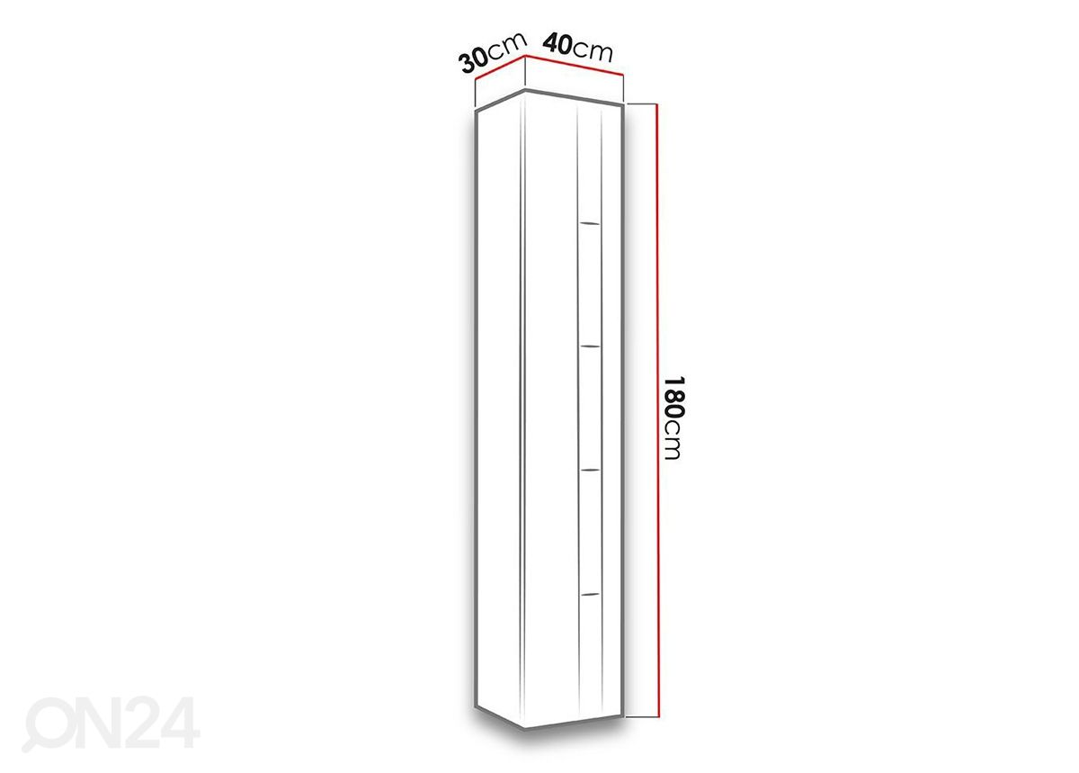 Vitriinkapp 180 cm + LED valgustus suurendatud mõõdud