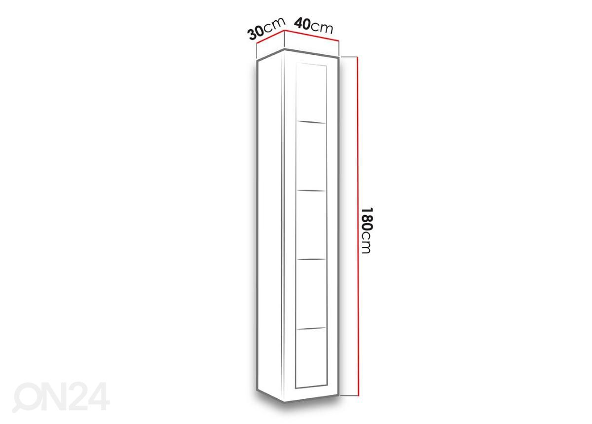 Vitriinkapp 180 cm + LED valgustus suurendatud mõõdud