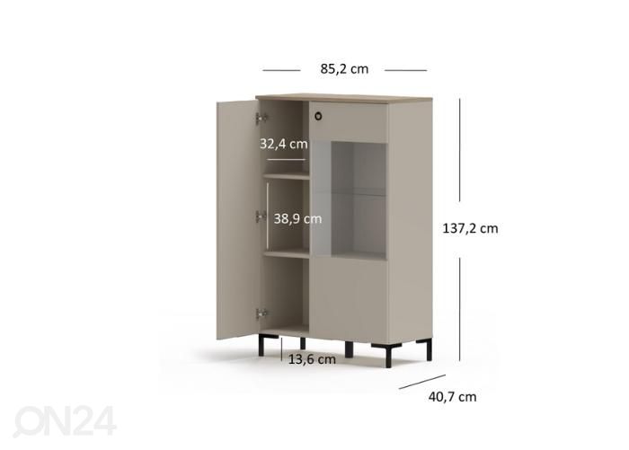 Vitriinkapp Dominica 85,2 cm suurendatud mõõdud