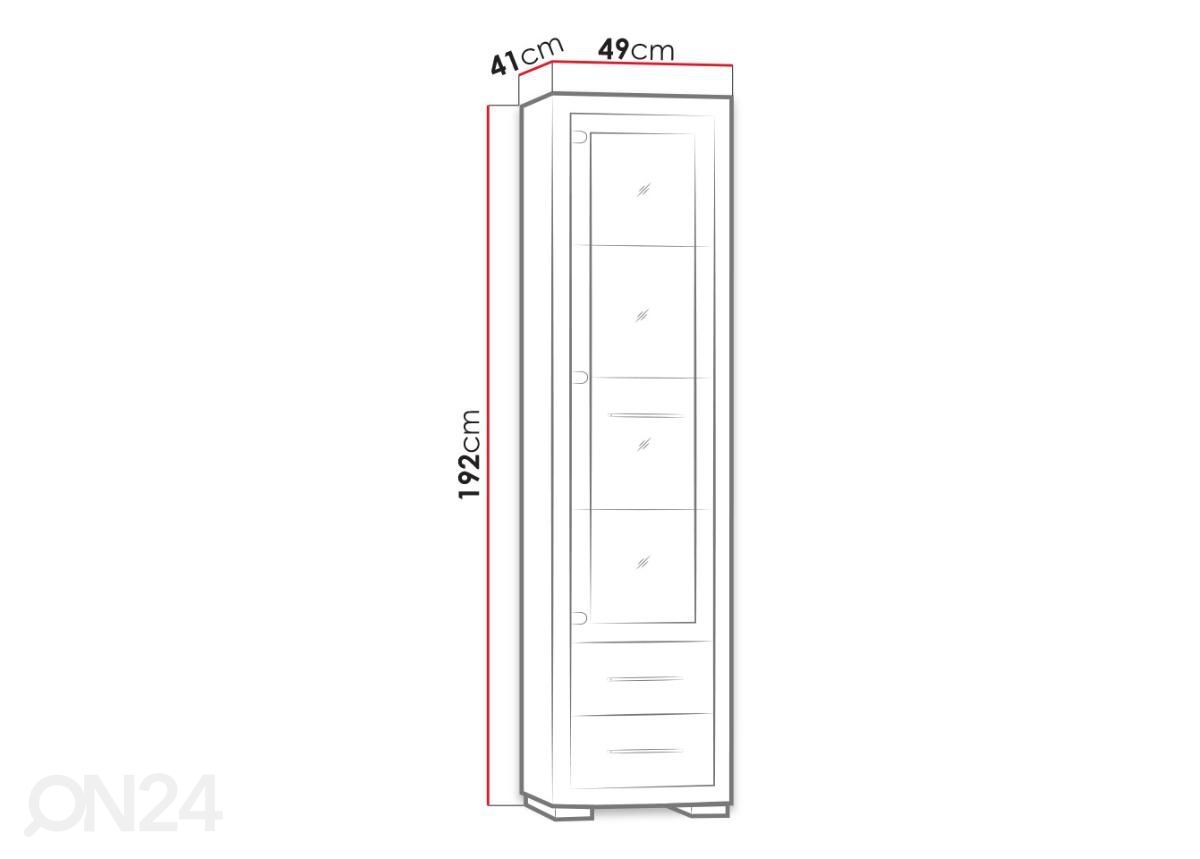 Vitriinkapp Vegas 49 cm+ LED-valgustus suurendatud mõõdud