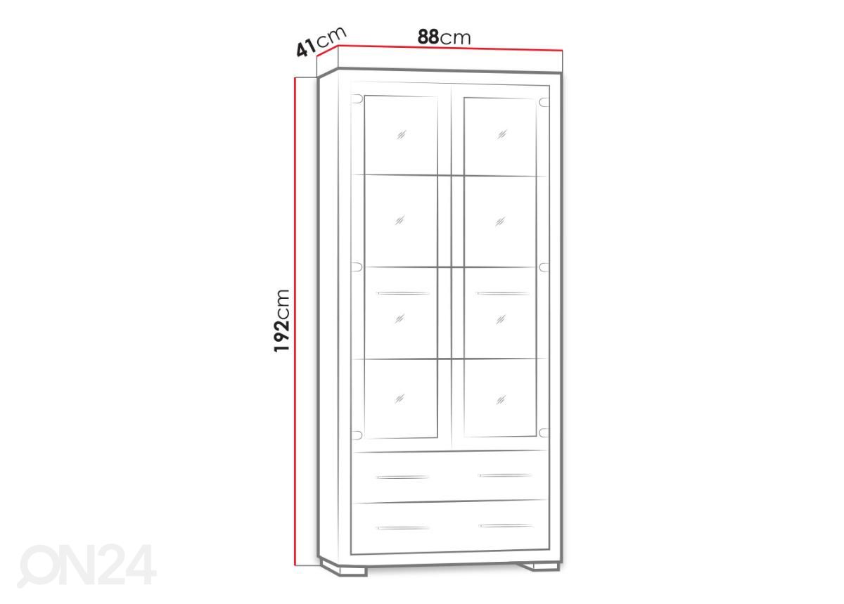 Vitriinkapp Vegas 88 cm suurendatud mõõdud