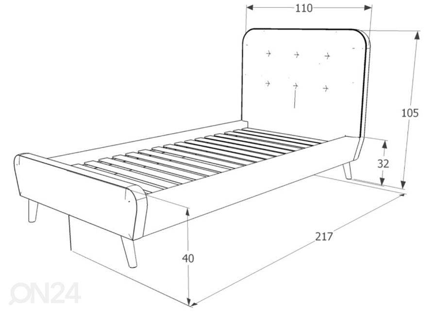 Voodi 90x200 cm suurendatud