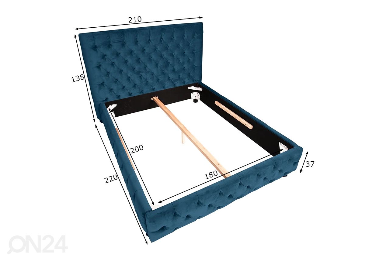 Voodi Chesterfield, 180x200 cm suurendatud mõõdud