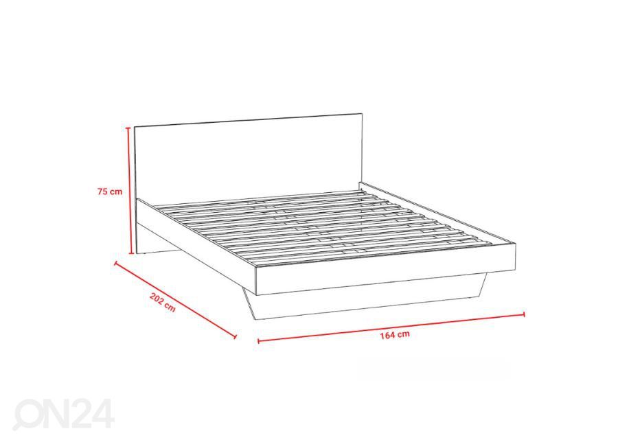 Voodi Loft 160x200 cm suurendatud mõõdud