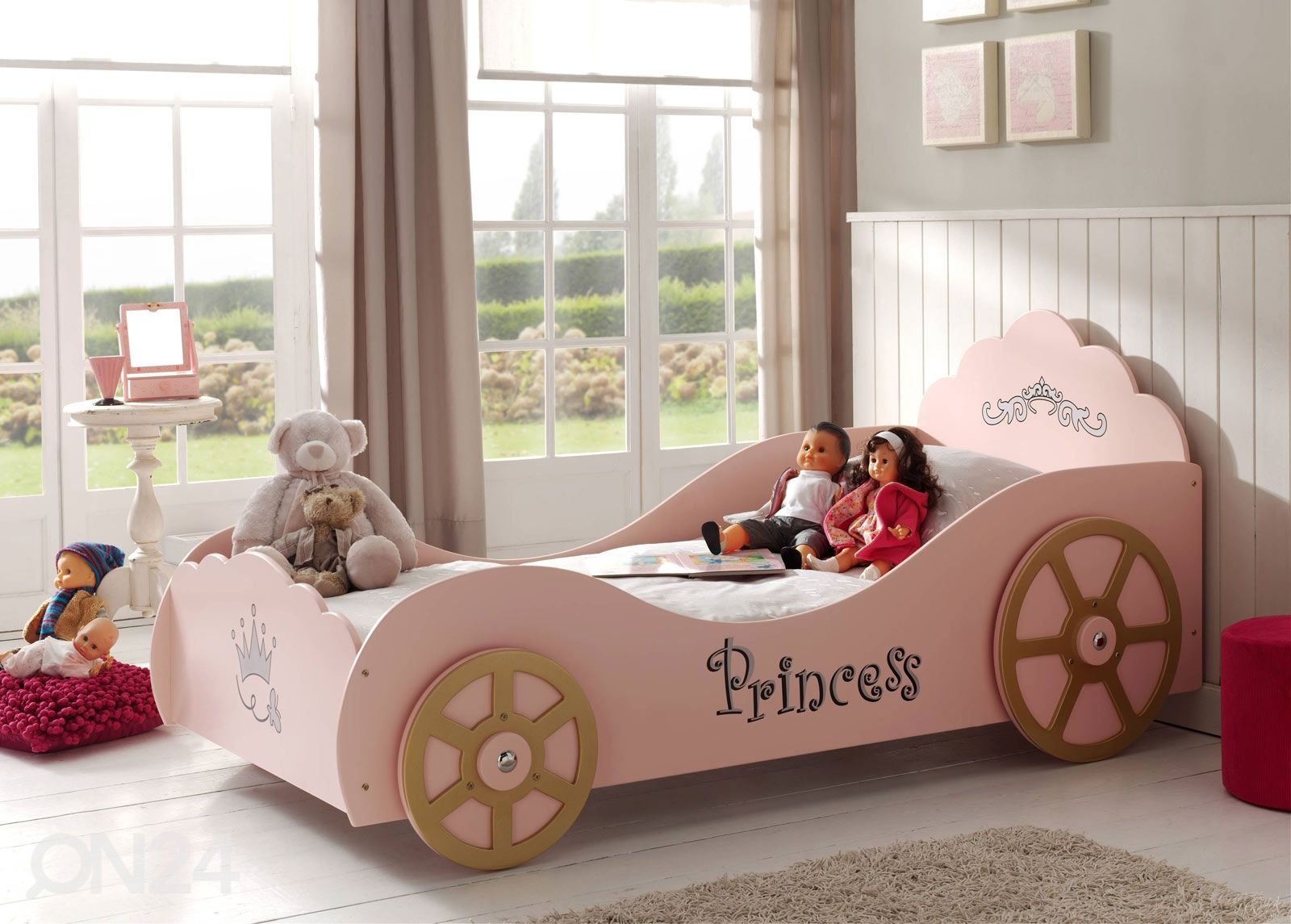 Voodi Princess Pinky 90x200 cm suurendatud