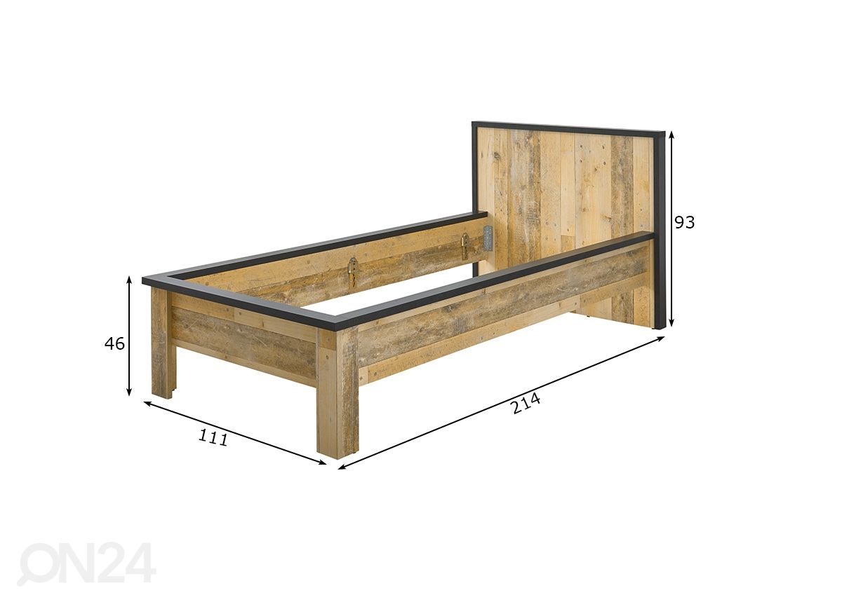 Voodi Sherwood 90x200 cm suurendatud mõõdud