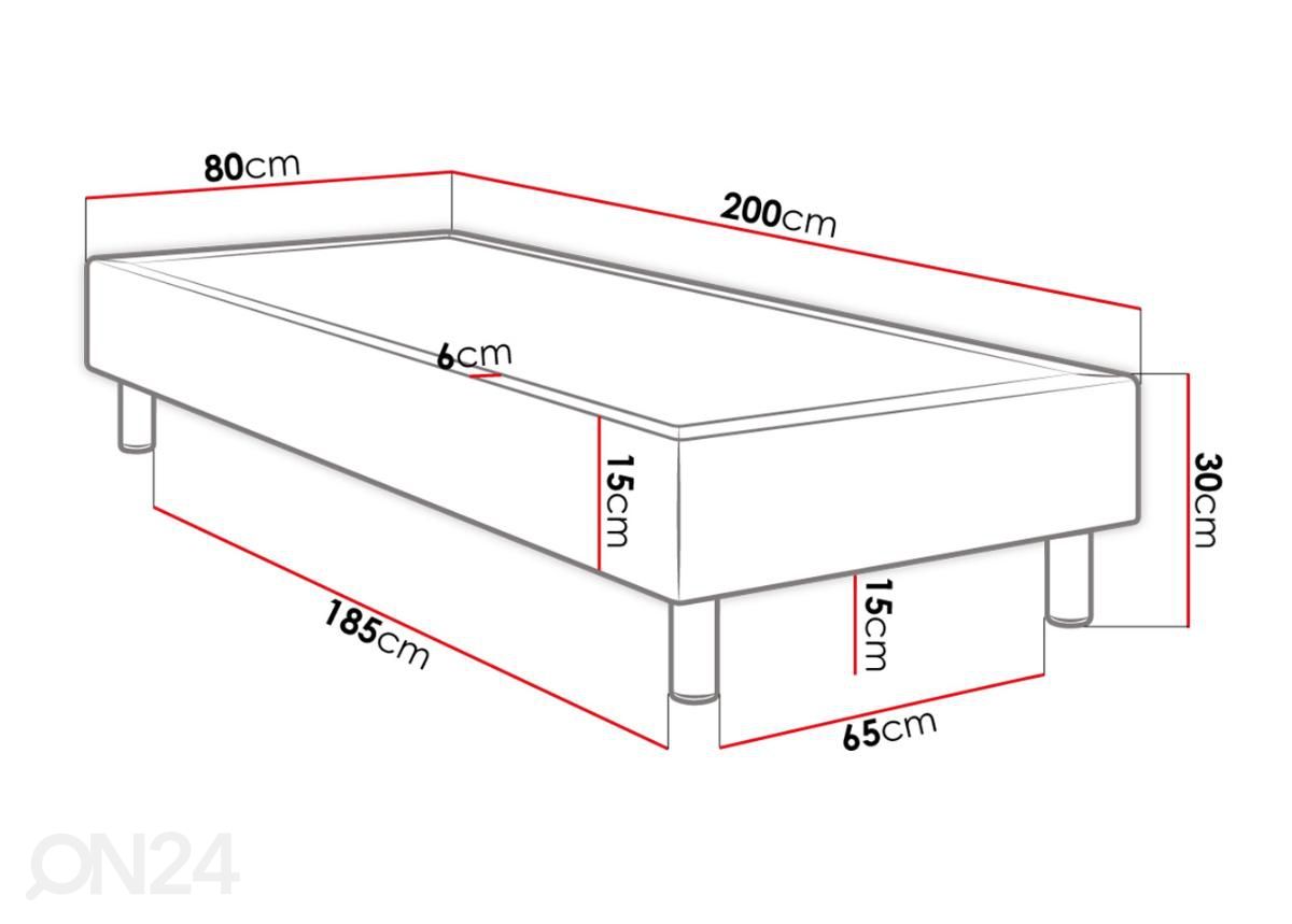 Voodiraam Greenville 80x200 cm suurendatud mõõdud