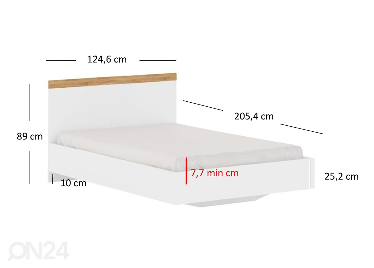 Voodiraam Vigo 120x200 cm suurendatud mõõdud