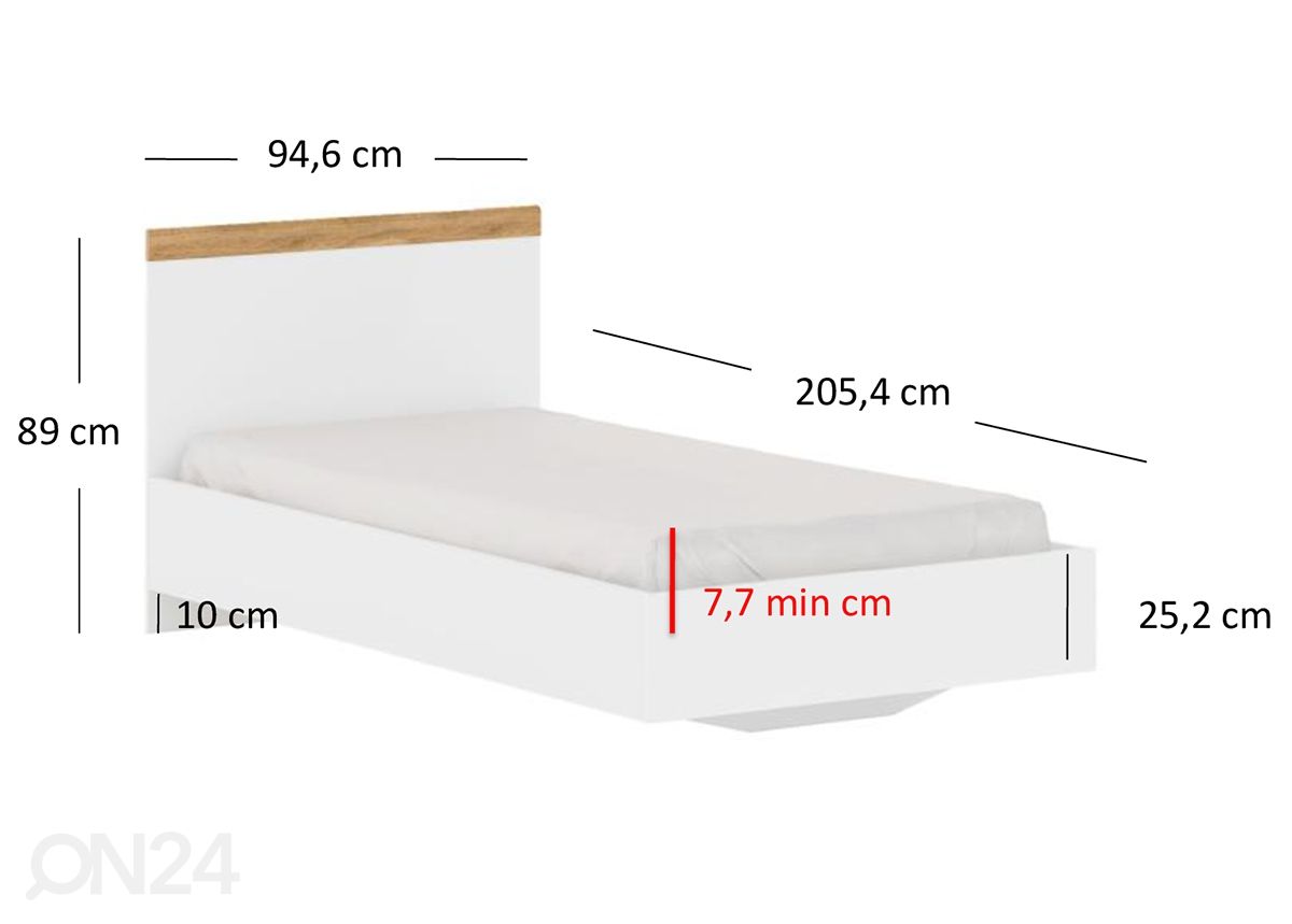 Voodiraam Vigo 90x200 cm suurendatud mõõdud