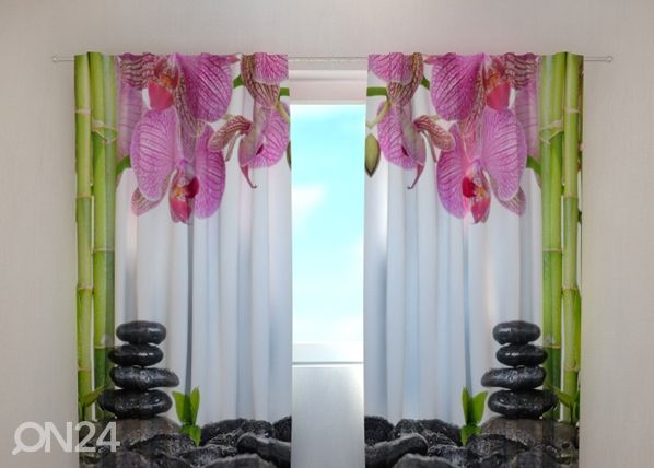 Läbipaistev kardin Orchids and bamboo 240x220 cm