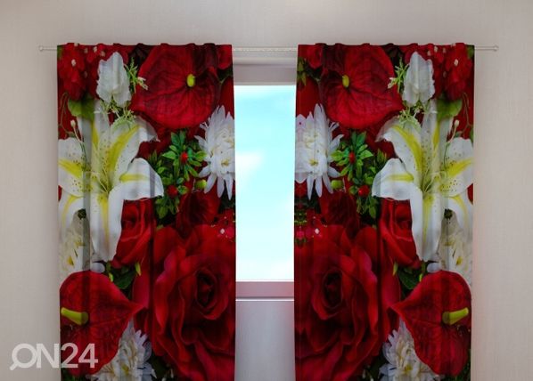 Läbipaistev kardin Roses and lilies 240x220 cm