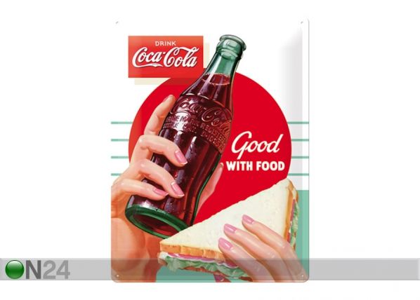 Retro metallposter Coca Cola Good with food 30x40 cm